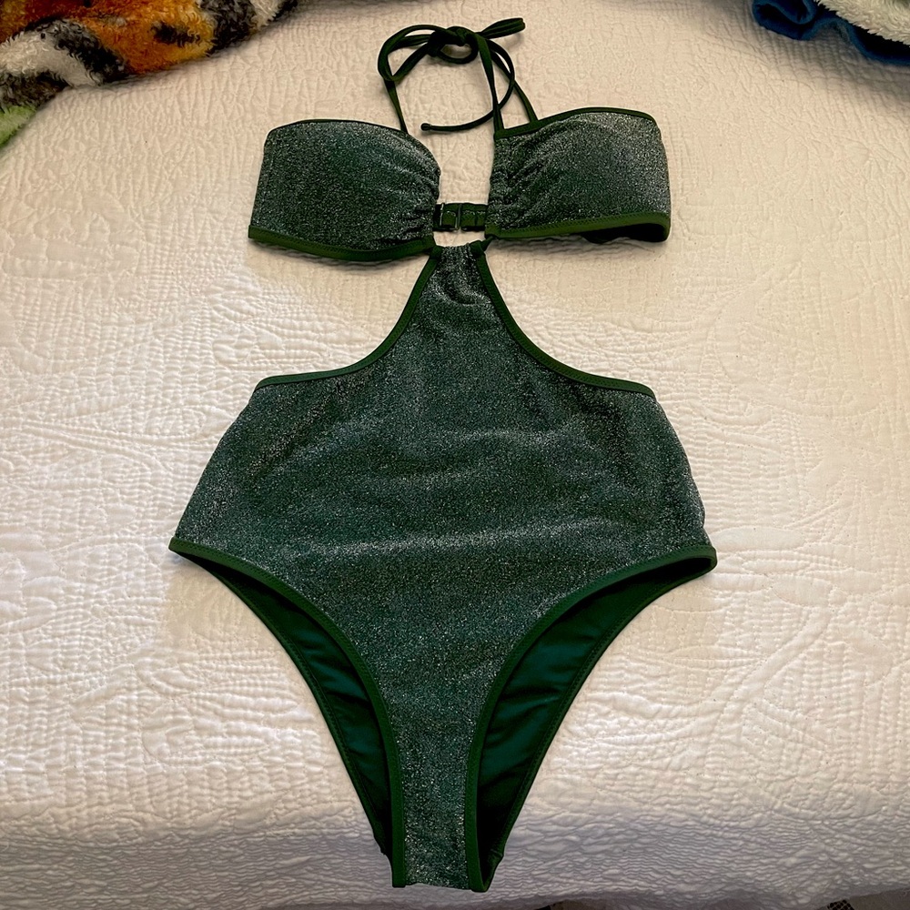 Beautiful ✨sparkly ✨green aerie swimsuit one piece size XS